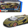 Lamborghini Sian FKP 37 Matt Green Metallic with Copper Wheels 1/18 Diecast Model Car by Bburago Lamborghini Sian FKP 37 Matt Green Metallic with Copper Wheels 1/18 Diecast Model Car by Bburago