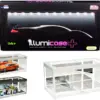White Collectible Display Show Case Illumicase+ with LED Lights and Mirror Base and Back for 1/64 1/43 1/32 1/24 1/18 Scale Models by Illumibox