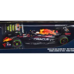 Red Bull Racing RB18 #1 Max Verstappen “Oracle” Winner F1 Formula One “Japanese GP” (2022) with Driver and World Champion Pit Board Limited Edition to 1602 pieces Worldwide 1/18 Diecast Model Car by Minichamps