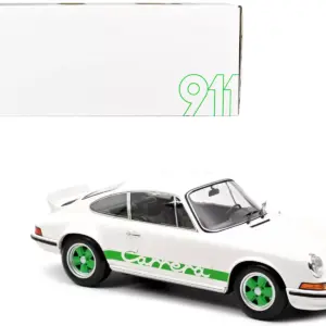 1972 Porsche 911 RS Carrera White with Green Stripes 1/12 Diecast Model Car by Norev