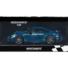 2021 Porsche 911 Turbo S with SportDesign Package #20 Blue Metallic with Silver Stripes Limited Edition to 504 pieces Worldwide 1/18 Diecast Model Car by Minichamps