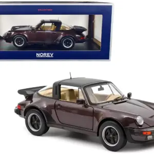 1987 Porsche 911 Turbo Targa 3.3 Convertible Brown Metallic with Black Top 1/18 Diecast Model Car by Norev 2