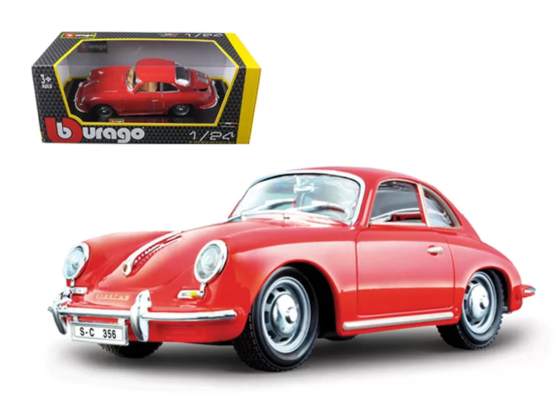 1961 Porsche 356 B Coupe Red 1/24 Diecast Model Car by Bburago 1