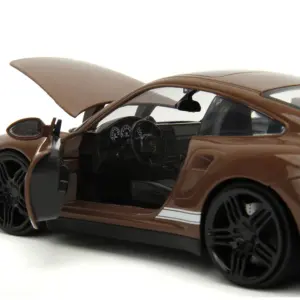 Porsche 911 Turbo Brown and Brown M&M Diecast Figure “M&M’s” “Hollywood Rides” Series 1/24 Diecast Model Car by Jada