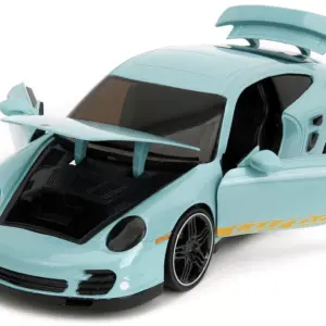 Porsche 911 Turbo (997) Light Blue with Yellow Stripes 