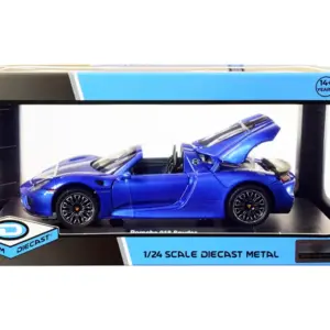 Porsche 918 Spyder Convertible Blue Metallic 1/24 Diecast Model Car by Optimum Diecast