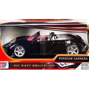 Porsche Carrera GT Convertible Black with Red Interior 1/18 Diecast Model Car by Motormax