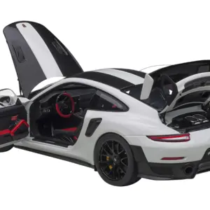Porsche 911 (991.2) GT2 RS Weissach Package White with Carbon Stripes 1/18 Model Car by Autoart 3