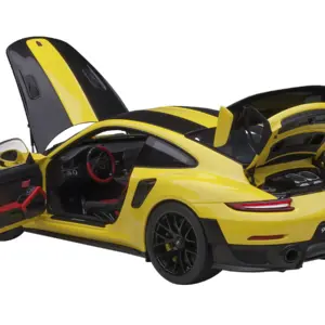 Porsche 911 (991.2) GT2 RS Weissach Package Racing Yellow with Carbon Stripes 1/18 Model Car by Autoart 3