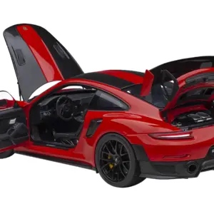Porsche 911 (991.2) GT2 RS Weissach Package Guards Red with Carbon Stripes 1/18 Model Car by Autoart 3