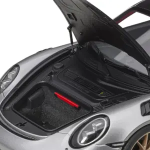 Porsche 911 (991.2) GT2 RS Weissach Package GT Silver with Carbon Stripes 1/18 Model Car by Autoart