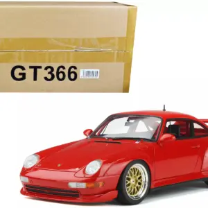 1996 Porsche 911 (993) 3.8 RSR Guards Red with Gold Wheels 1/18 Model Car by GT Spirit 4