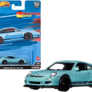 Porsche 911 GT3 RS Light Blue with Black Stripes “Deutschland Design” Series Diecast Model Car by Hot Wheels