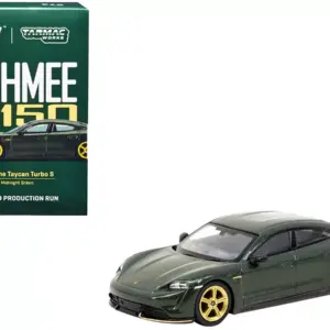 Porsche Taycan Turbo S Midnight Green Metallic with Black Top and Gold Wheels "Shmee150 Collection" "Collaboration Model" 1/64 Diecast Model Car by True Scale Miniatures & Tarmac Works 2