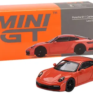 Porsche 911 (992) Carrera 4S Lava Orange Limited Edition to 3000 pieces Worldwide 1/64 Diecast Model Car by True Scale Miniatures 2