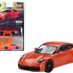 Porsche 911 (992) Carrera 4S Lava Orange Limited Edition to 3000 pieces Worldwide 1/64 Diecast Model Car by True Scale Miniatures 3