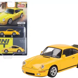 1987 RUF CTR Blossom Yellow with Black Stripes Limited Edition to 3000 pieces Worldwide 1/64 Diecast Model Car by True Scale Miniatures 3