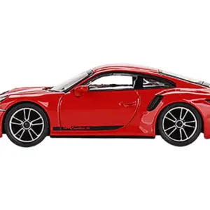 Porsche 911 Turbo S Guards Red with Black Stripes Limited Edition to 3000 pieces Worldwide 1/64 Diecast Model Car by True Scale Miniatures