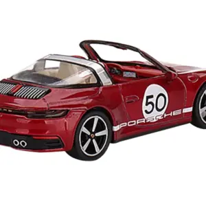 Porsche 911 Targa 4S Convertible “Heritage Design” Edition #50 Cherry Red Metallic Limited Edition to 1800 pieces Worldwide 1/64 Diecast Model Car by True Scale Miniatures