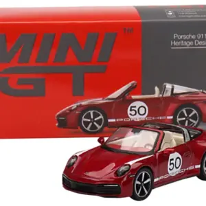 Porsche 911 Targa 4S Convertible "Heritage Design" Edition #50 Cherry Red Metallic Limited Edition to 1800 pieces Worldwide 1/64 Diecast Model Car by True Scale Miniatures 2