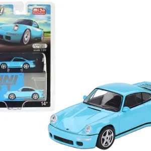 RUF CTR Anniversary Bayrisch Himmelblau Light Blue Limited Edition to 3000 pieces Worldwide 1/64 Diecast Model Car by True Scale Miniatures 3