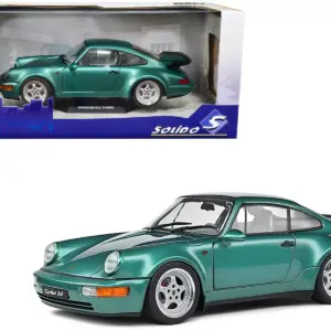 1991 Porsche 911 Turbo Wimbledon Green Metallic 1/18 Diecast Model Car by Solido 3