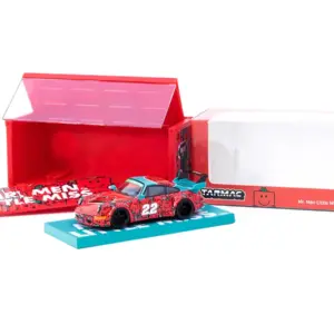 RWB 964 #22 Red and Blue "Mr. Strong" Graphics "Mr. Men Little Miss" with Container Display Case 1/64 Diecast Model Car by Tarmac Works 2