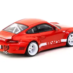 RWB 997 Red with White Stripes and Wheels “Philadelphia” “Hobby64” Series 1/64 Diecast Model Car by Tarmac Works