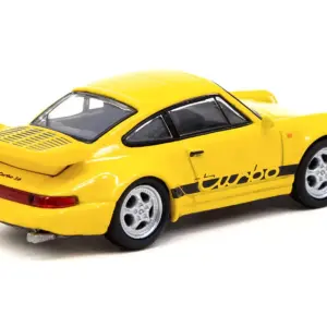 Porsche 911 Turbo Yellow with Black Stripes “Collab64” Series 1/64 Diecast Model Car by Schuco & Tarmac Works