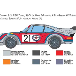 Skill 2 Model Kit Porsche Carrera RSR Turbo 1/24 Scale Model by Italeri