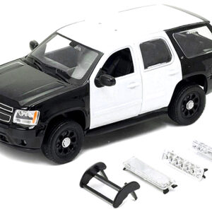 2008 Chevrolet Tahoe Unmarked Police Car Black and White 1/24 Diecast Model Car by Welly