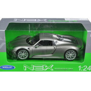 Porsche 918 Spyder Silver Closed Roof 1/24 Diecast Model Car by Welly