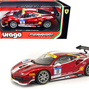 Ferrari 488 Challenge #11 Candy Red with White Stripes 