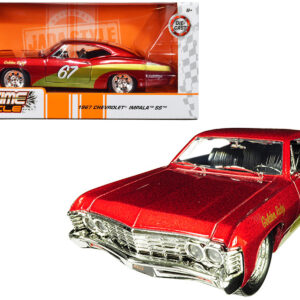 1967 Chevrolet Impala SS #67 “Golden Ruby” Red with Gold Stripes “Bigtime Muscle” 1/24 Diecast Model Car by Jada