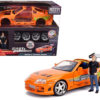 Model Kit Toyota Supra Metallic Orange with Brian Diecast Figure “Fast & Furious” Movie “Build N’ Collect” 1/24 Diecast Model Car by Jada
