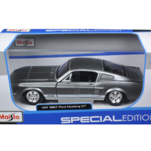 1967 Ford Mustang GT Gray Metallic with White Stripes 1/24 Diecast Model Car by Maisto