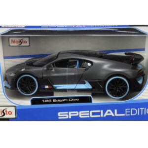 Bugatti Divo Satin Charcoal Gray with Carbon and Blue Accents