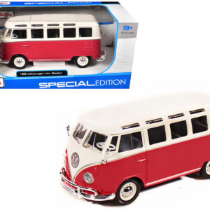 Volkswagen Van Samba Bus Red and White 1/25 Diecast Model by Maisto Volkswagen Van Samba Bus Red and White 1/25 Diecast Model by Maisto