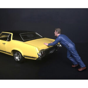 Mechanic Darwin Pushing a Car Figurine for 1/24 Scale Models by American Diorama