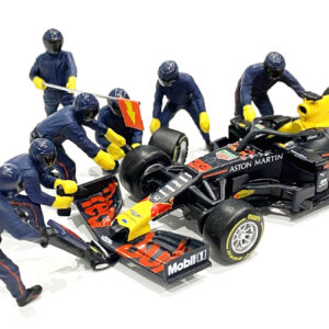 Formula One F1 Pit Crew 7 Figurine Set Team Blue for 1/43 Scale Models by American Diorama