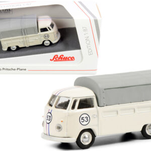 Volkswagen T1b Pritsche Plane Pickup Truck with Canopy #53 Cream 1/87 (HO) Diecast Model by Schuco