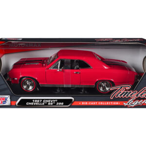 1967 Chevrolet Chevelle SS 396 Red with Black Stripes 1/18 Diecast Model Car by Motormax