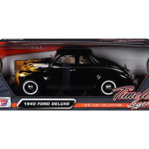 1940 Ford Deluxe Black with Yellow Flames 