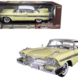 1958 Plymouth Fury “Timeless Classics” Yellow with White Top 1/18 Diecast Model Car by Motormax