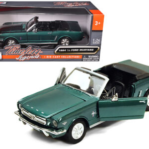1964 1/2 Ford Mustang Convertible Green Metallic 1/24 Diecast Model Car by Motormax