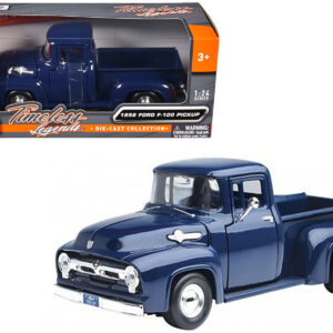 1956 Ford F-100 Pickup Truck Blue 1/24 Diecast Model Car by Motormax