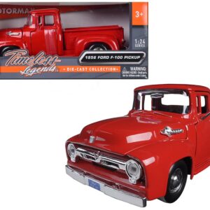 1956 Ford F-100 Pickup Red 1/24 Diecast Model Car by Motormax