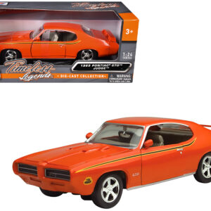 1969 Pontiac GTO Judge Orange with Stripes 1/24 Diecast Model Car by Motormax