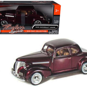 1939 Chevrolet Coupe Burgundy 1/24 Diecast Model Car by Motormax