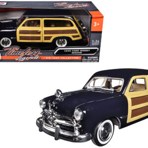 1949 Ford Woody Wagon Dark Blue 1/24 Diecast Model Car by Motormax